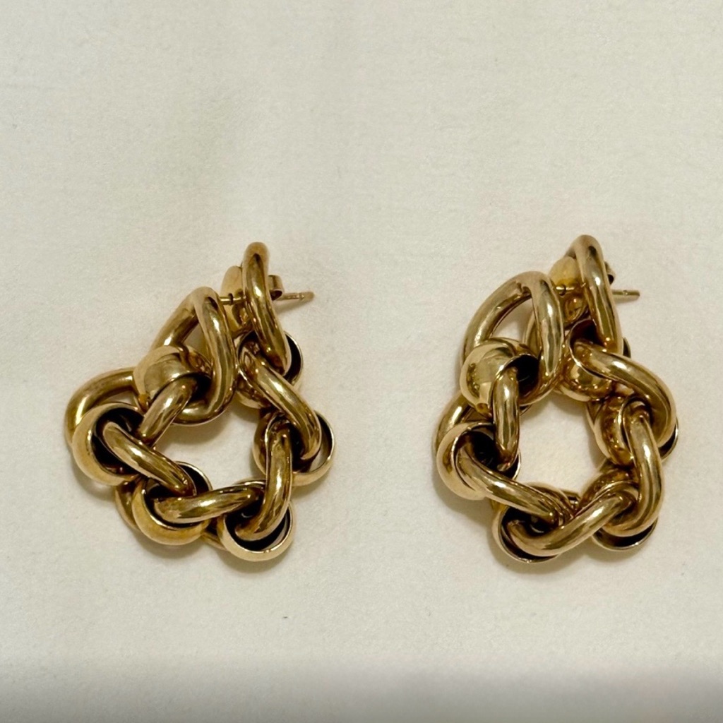 Bottega Veneta 18k Gold Chain Link Earrings Original Packaging 450$